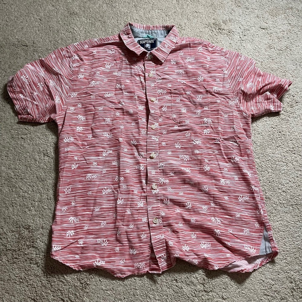 Men’s seapointe collar shirt. Size large orange white